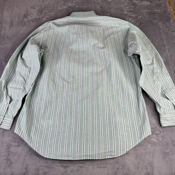Vintage Ralph Lauren Shirt 17 Xl Green Yarmouth Striped Button‎ Down Flesh Pony - Picture 3 of 11